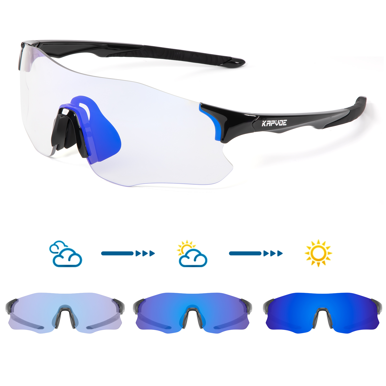 Großhandelspreis US$15,00 KAPVOE K1129 Rahmenlose photochromatische Sportsonnenbrille