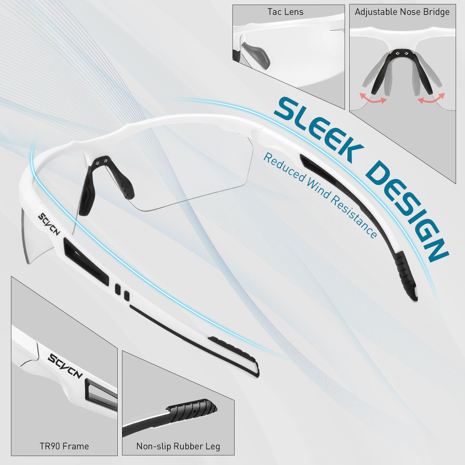 Großhandelspreis 7,50 US$ SCVCN S86 Polarisierte Photochrome Sportsonnenbrille